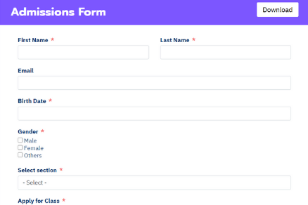 Admissions Form Template