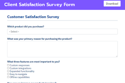 client satisfaction survey form