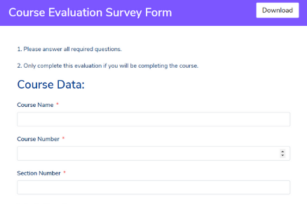 Course Evaluation Survey Form