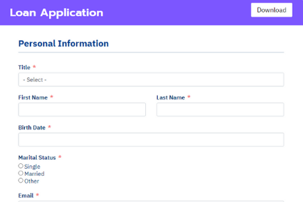 Fluent Forms loan application form