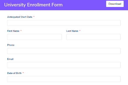 University Enrollment Form Template - Fluent Forms