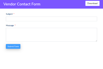Vendor Contact Form Template