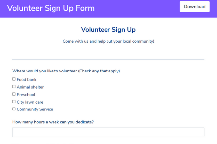 Volunteer Sign Up Form