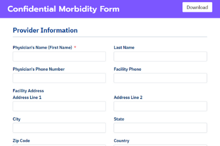 Fluent Forms confidential morbidity form