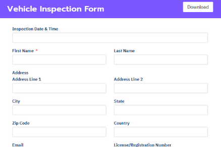 Fluent Forms Vehicle Inspection Form