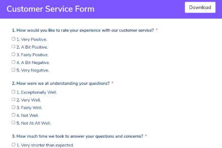 Customer Service Form Template
