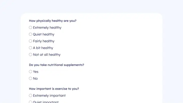 Diet and Fitness Survey Form