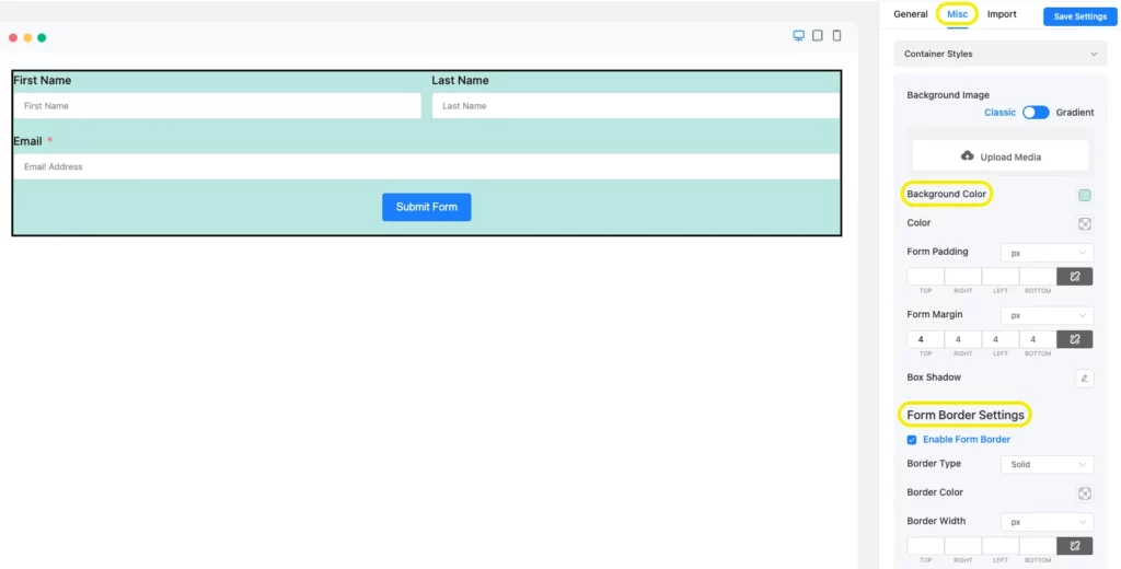 Contact form, form builder