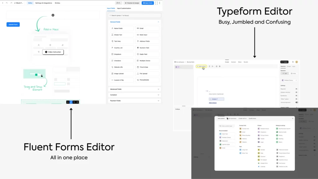 Typeform vs Fluent Forms - UI comparison