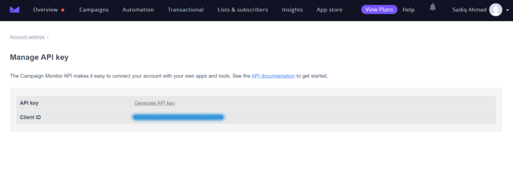 Email Marketing with Campaign Monitor - Manage API Keys