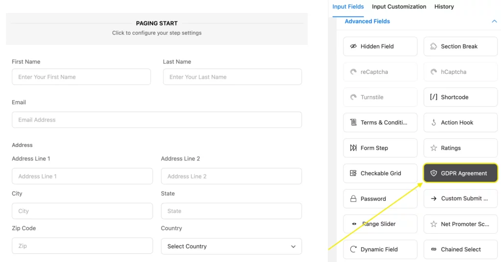 GDPR compliance form, Fluent Forms