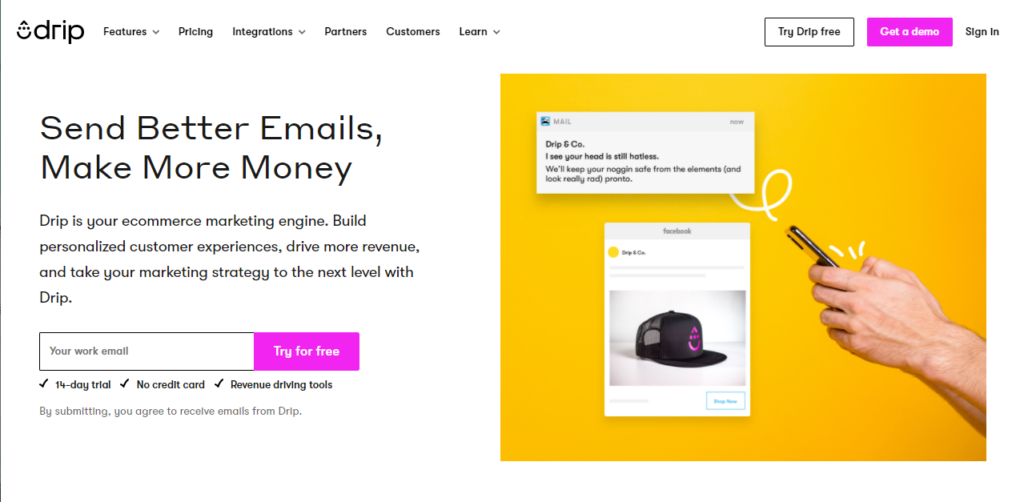 Drip - Ecommerce focused FluentCRM alternative