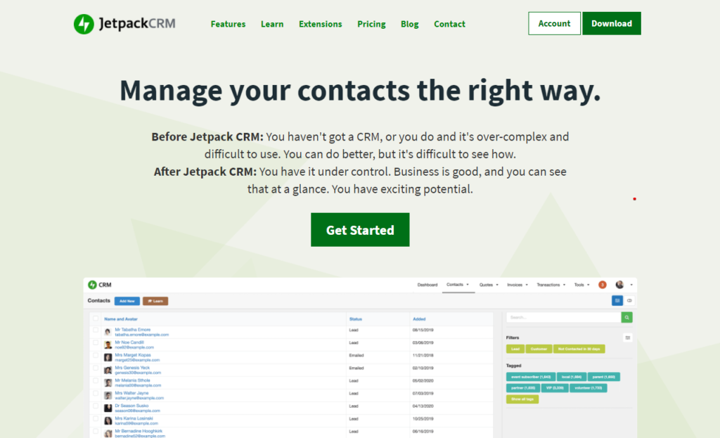 JetpackCRM - a self hosted FluentCRM alternative
