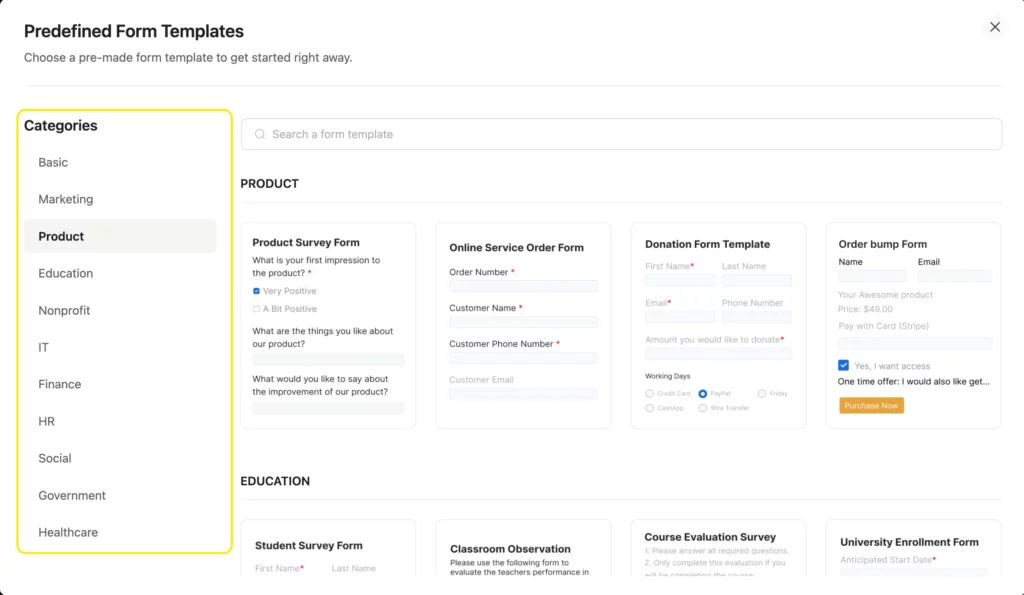 Add a form with Fluent Forms