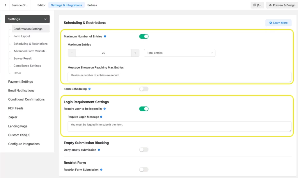 wp fluent forms, confirmation message after form submit