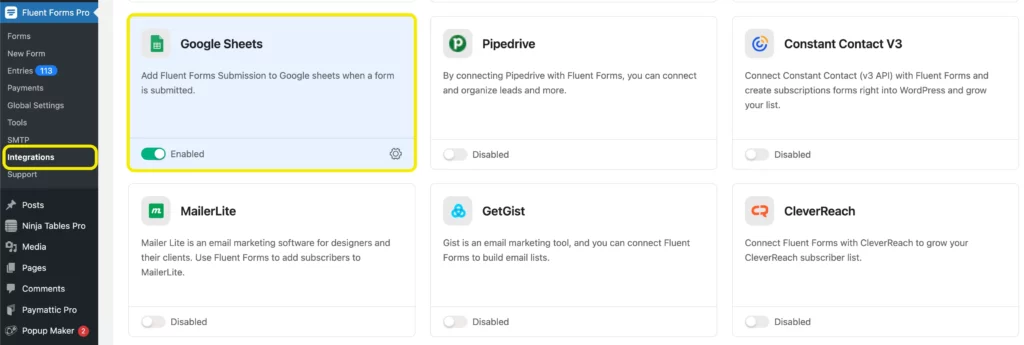 Google sheets, Google sheets API, Google forms
