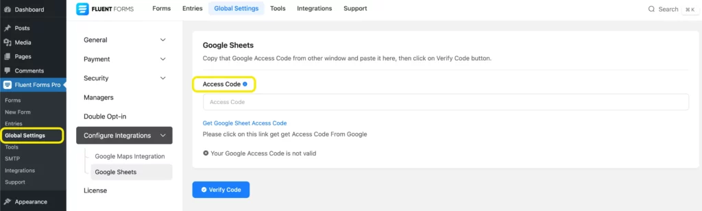 Google sheets integration