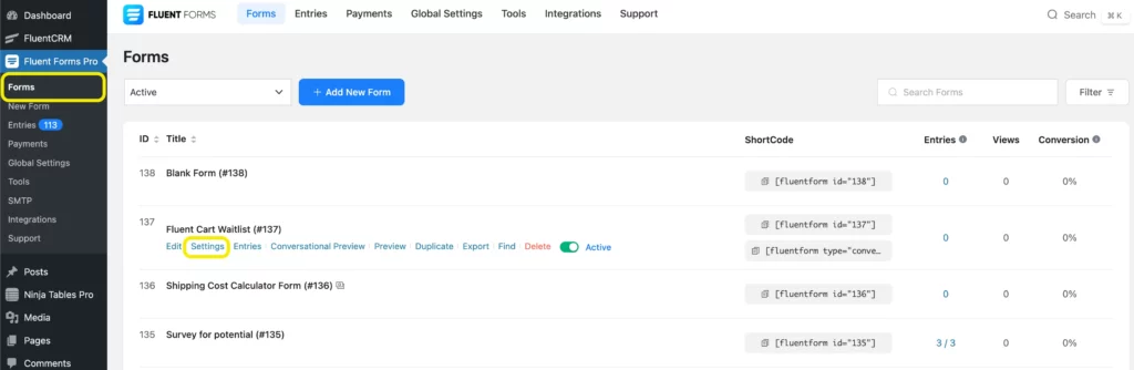 web forms, WordPress