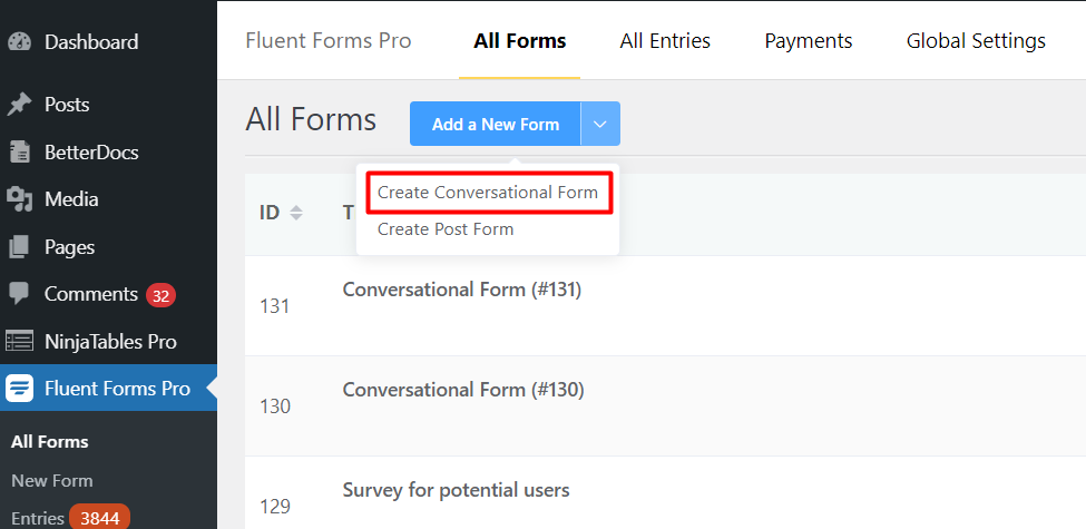 Create a new Conversational Form