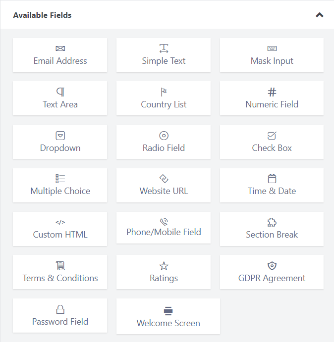 Fields for conversational forms