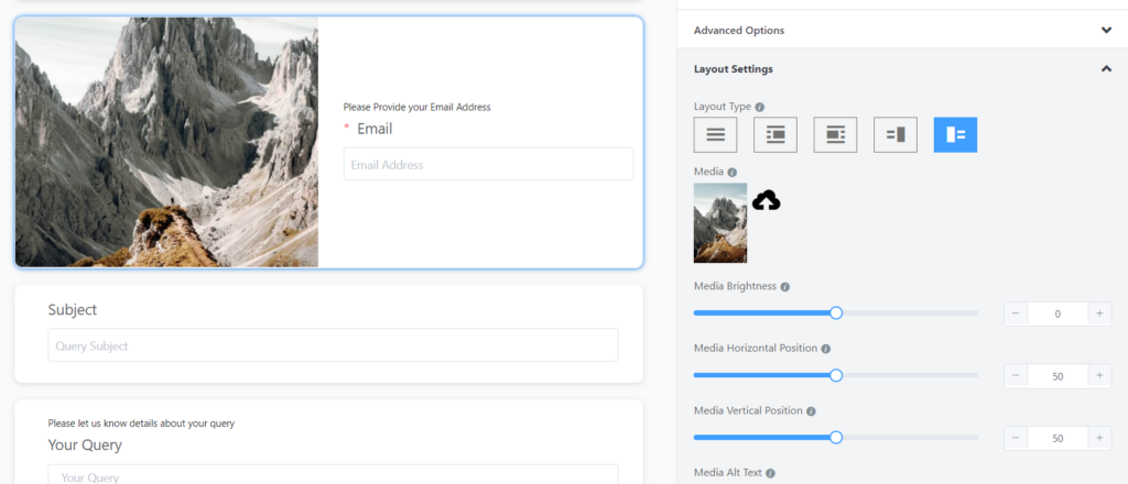 Detail Layout Setting of Conversational Forms