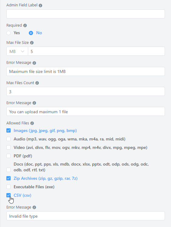 file upload - input customization - Fluent Forms