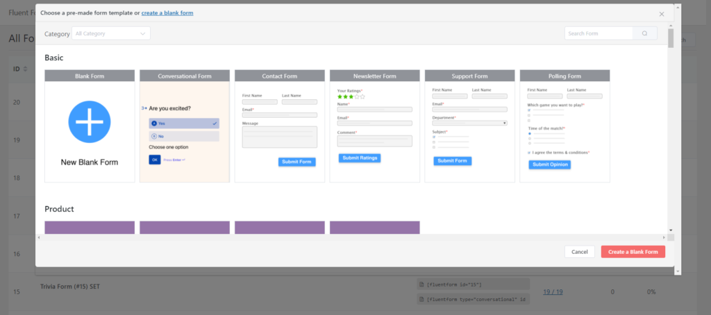 prebuilt form templates- Fluent Forms