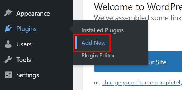 Add a new plugin from the WordPress dashboard