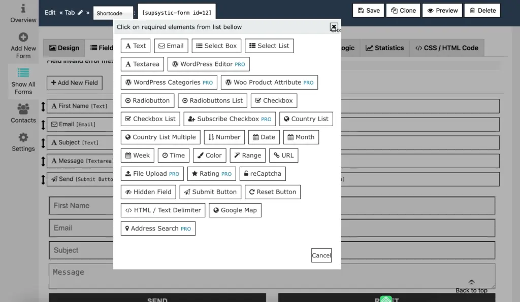Contact Form by Supsystic - form editor