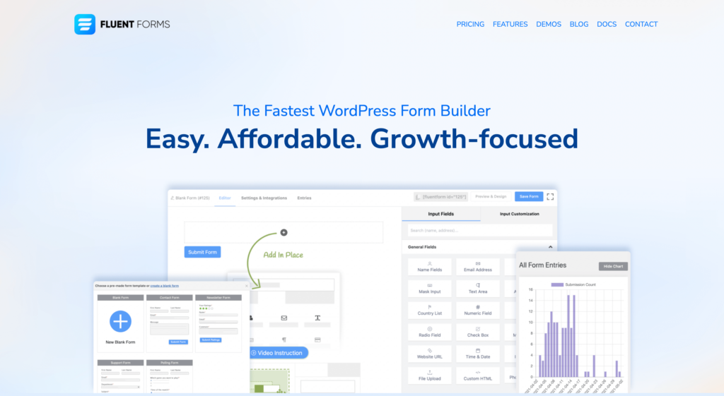 Fluent Forms homepage