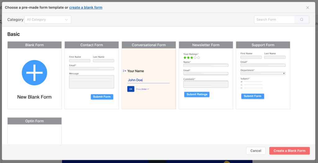 Fluent Forms readymade templates