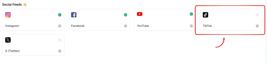 tiktok feeds connection option in wp social ninja