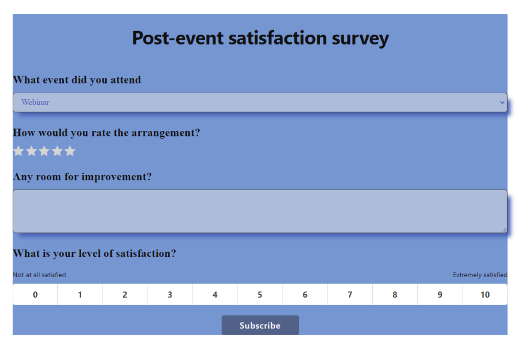 post event survey form - Fluent Forms for marketing