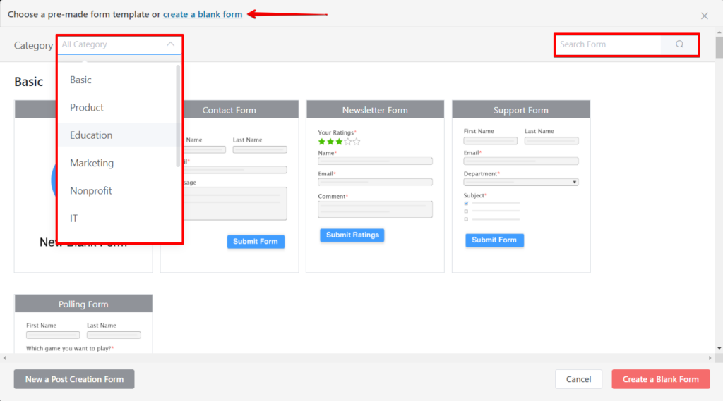 Pre-built form templates- Fluent Forms