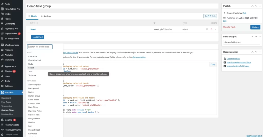 Metabox-for-WordPress-demo-field-group