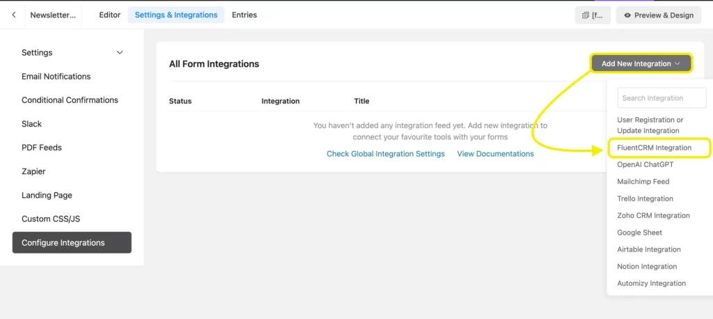 Fluent CRM and WordPress forms
