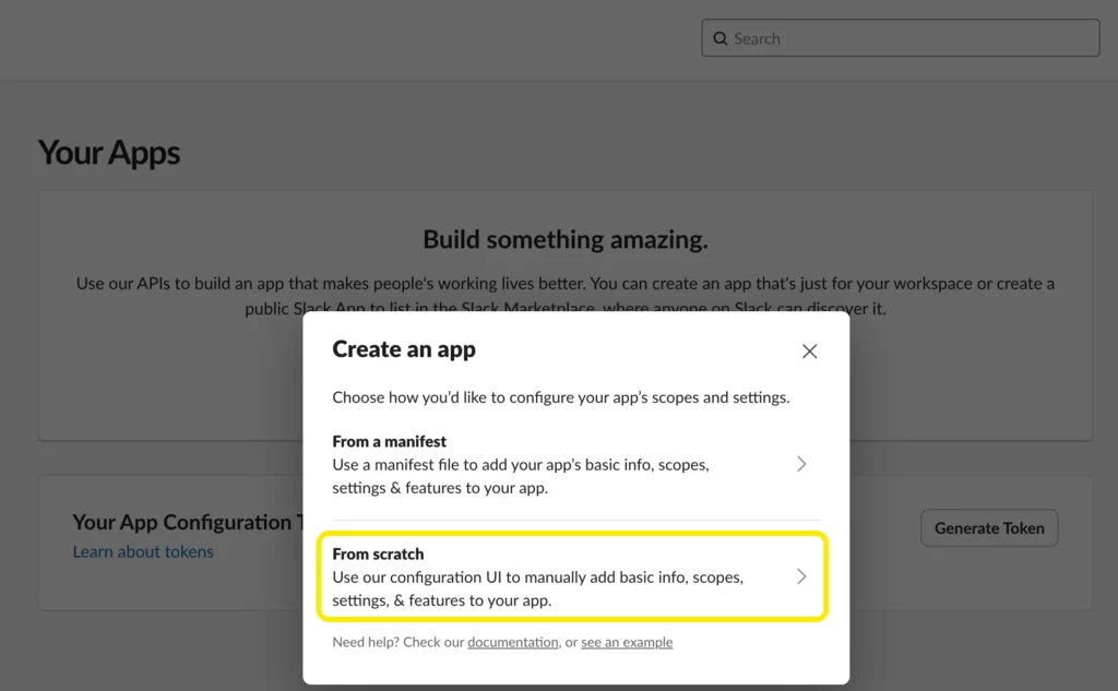 Create an app to connect slack to WordPress