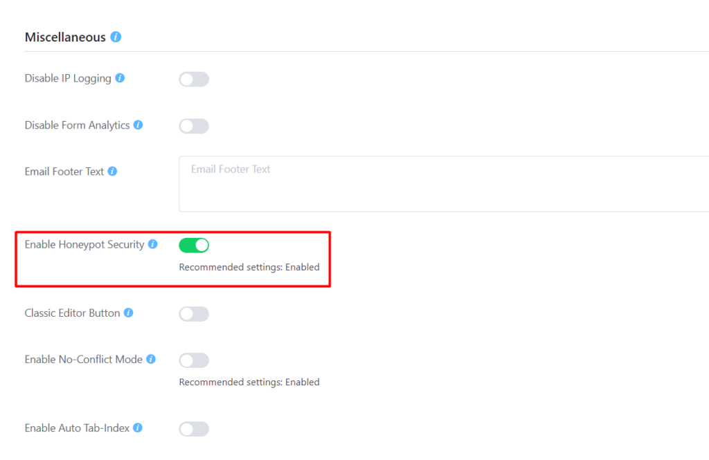 Enabling Honeypot to save your form from spam