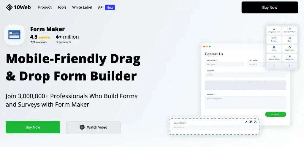 Form Maker Home Page: Fluent Forms vs Form Maker