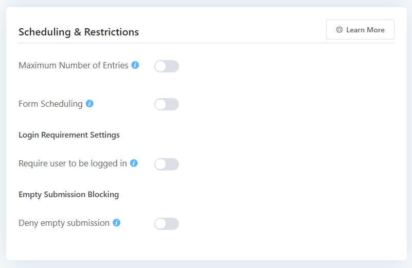 Scheduling & Restrictions in Fluent Forms