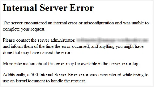 Internal Server Error - WordPress Error