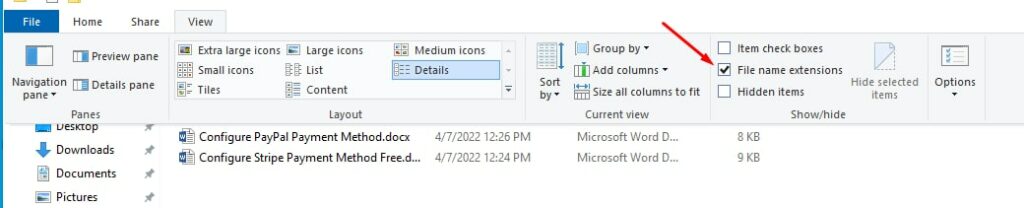 Filename extensions on Windows 10