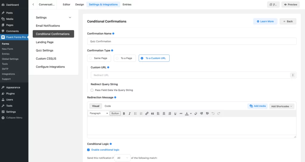 Other Confirmation with Fluent Forms