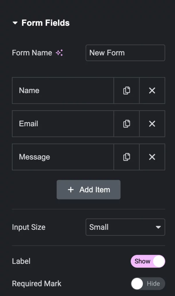 Form field types in Elementor