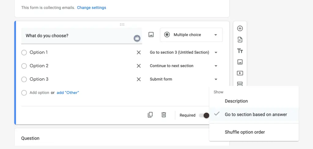 Google Forms conditional logic