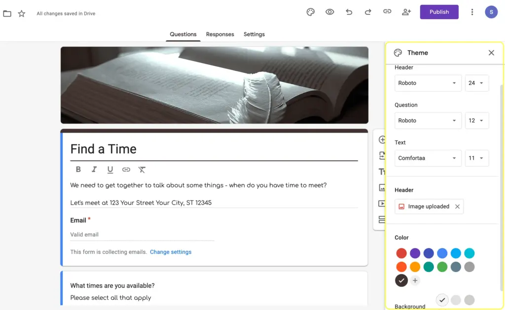Google forms styling/customization options