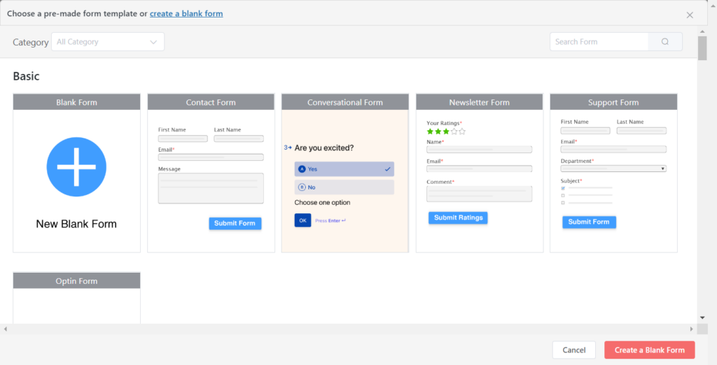 Create a form using Fluent Forms