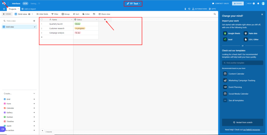 Airtable project overview