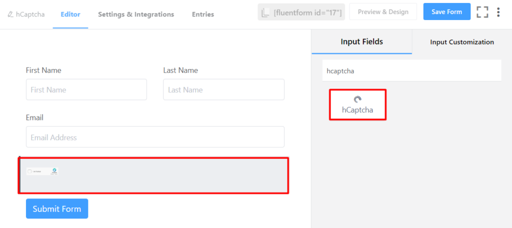 Adding hCaptcha to your form