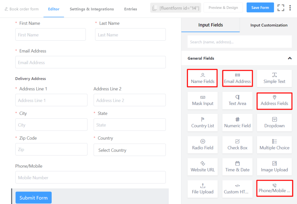 Adding input fields